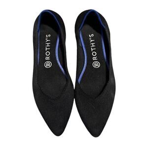 Rothy’s The Point Flats – Black with Blue Trim – Women’s Size 9 Ballet Flat
